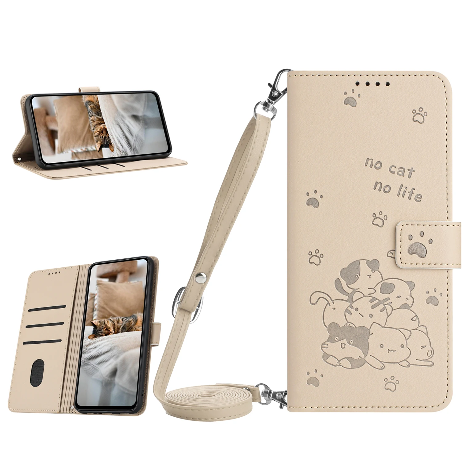 For Vivo Y38 5G / Y200i 5G / T3X 5G / Y28 4G hone Case Embossed Kitten Silicone Protective Case Flip Leather Case