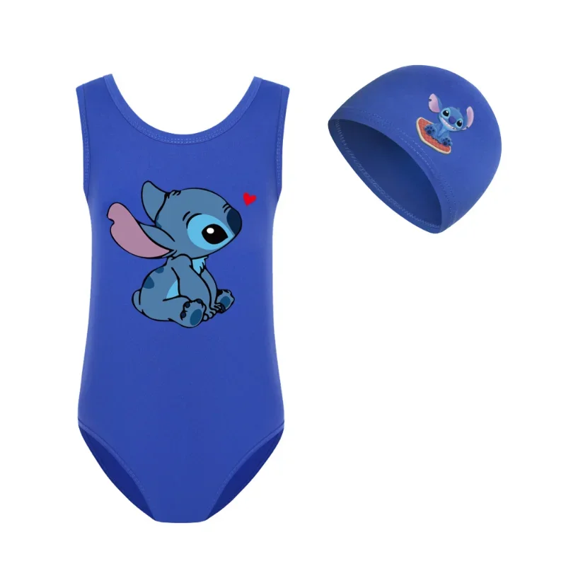 New Disney Stitch Girls Swimsuit 2~14Years Children Swimsuit One Piece Cartoon Girls Swimsuit Kid Girls Bathing Suit Beach Wear