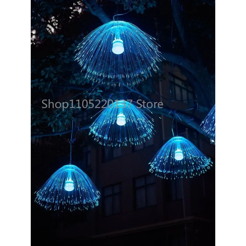 Top decorative fiber optic jellyfish colorful color-changing chandelier outdoor ambient light
