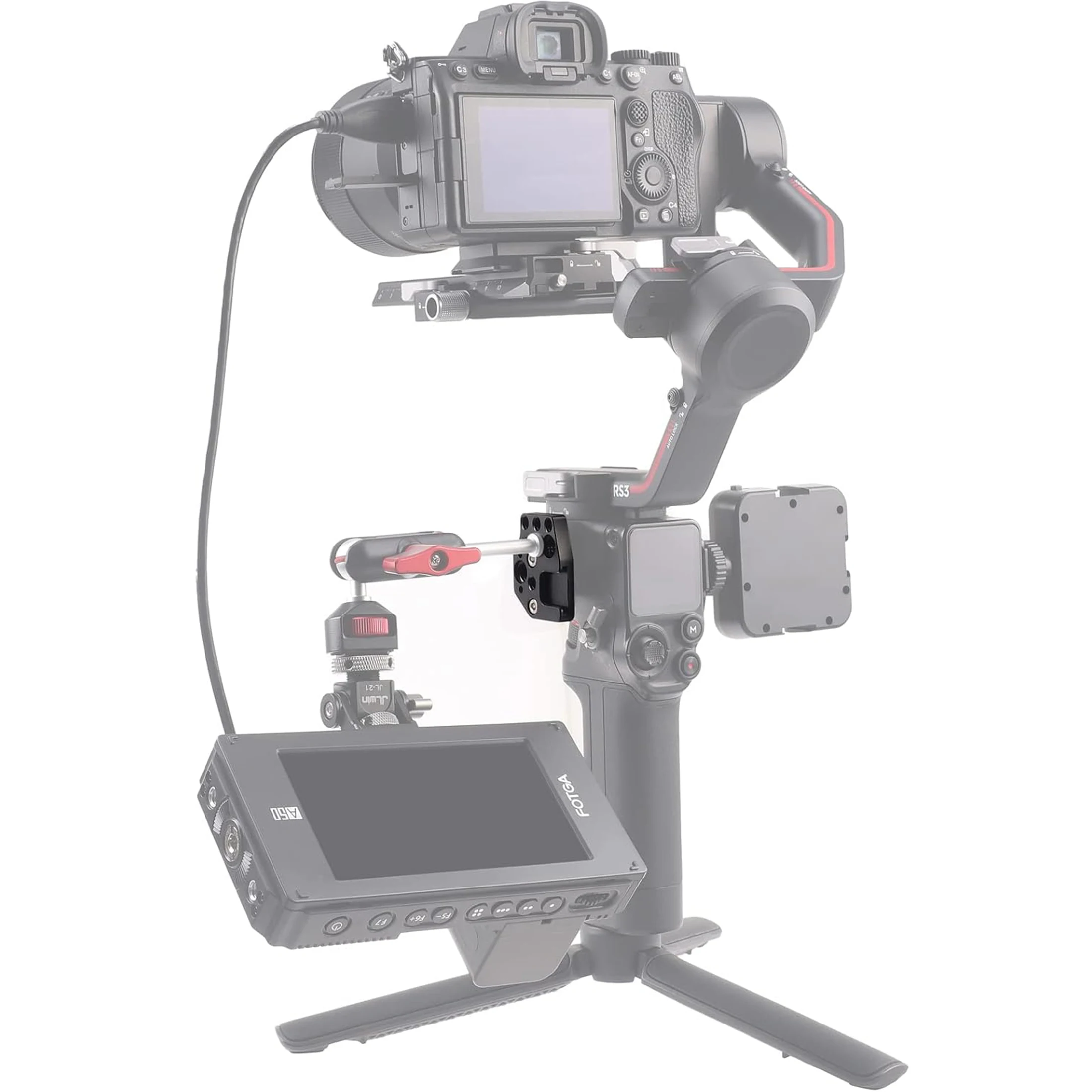 Side Extension Plate Mount for DJI Ronin S/SC/RS2/RSC2,Monitor Holder Mount with 1/4 3/8 Threaded Holes Cold Shoe Mount - Image 3