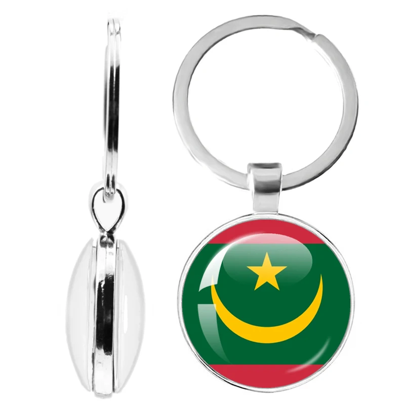 Mauritania,Mali,Rwanda,Coate d'Ivoire,Burundi,Burkina Faso 25mm Glass Cabochon National Flag Double-Sided Keychain