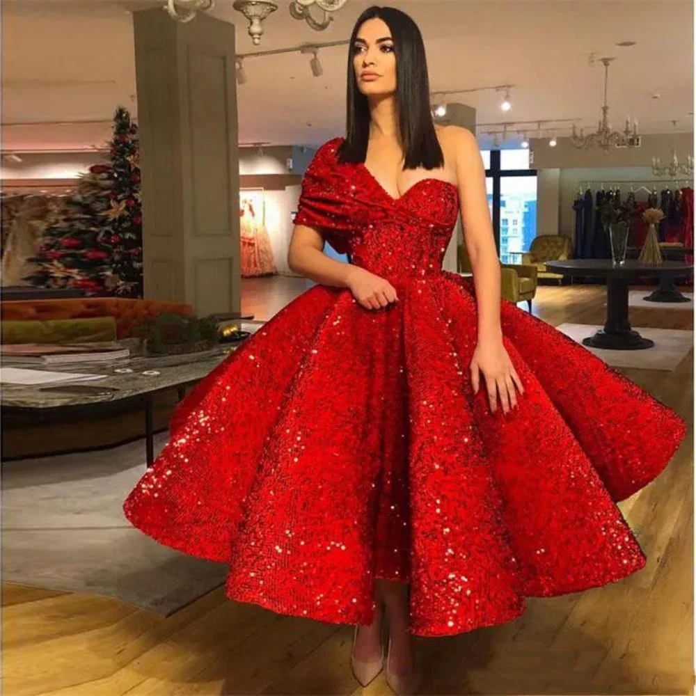 

Sparkling red A-line sexy backless custom luxury women's Evening dress Formal Party Prom Women's Celebration Special Occasion