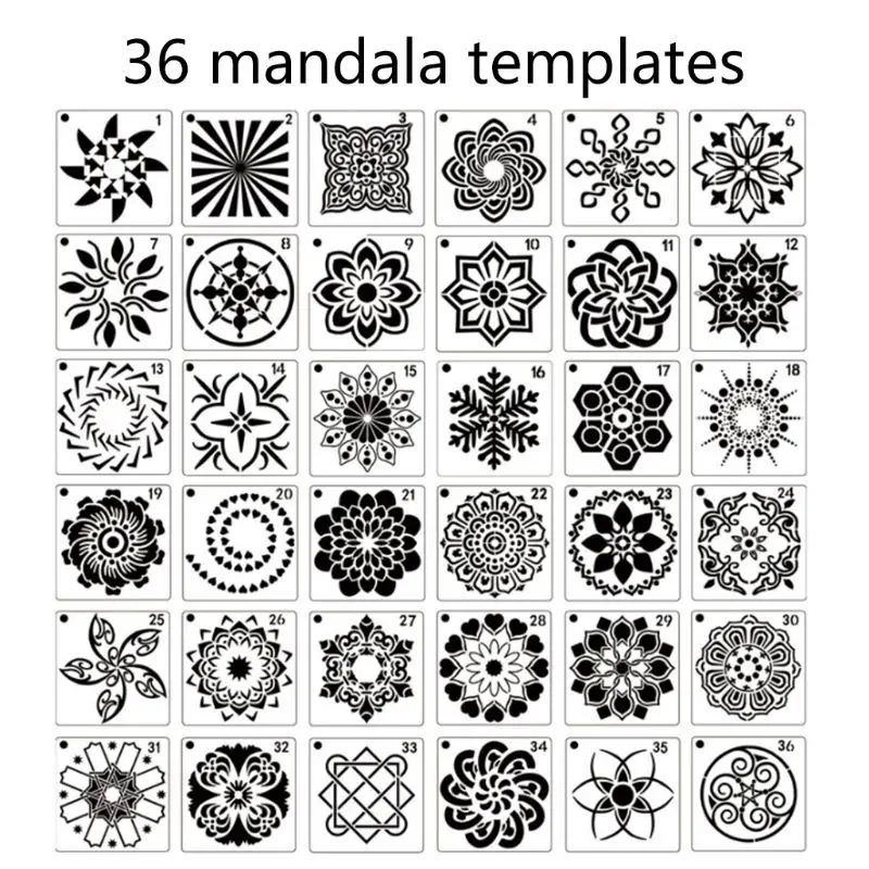 56 /36 Pack Mandala Dot Painting Templates Stencils, Small Mandala Template Stencils for DIY Art Project Rock Painting