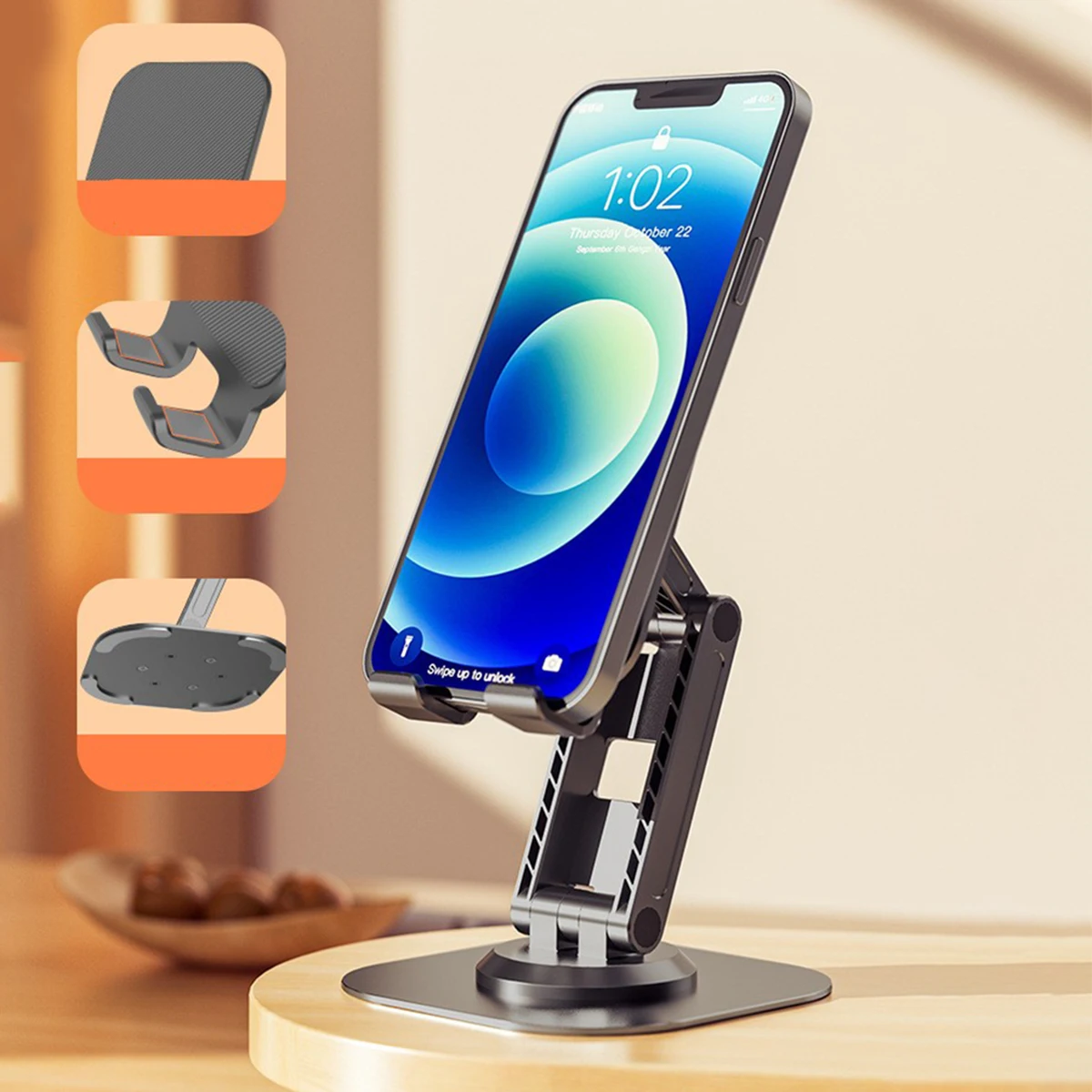 New Metal Mobile Phone Stand  Tablet Computer Stand Portable 360 Degree Rotatable Folding Stand Universal Desktop Lazy Person