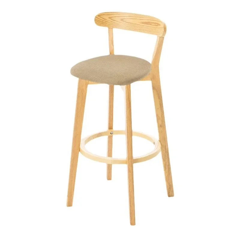Solid wood bar chair Home backrest chair High stool Modern simple milk tea shop bar