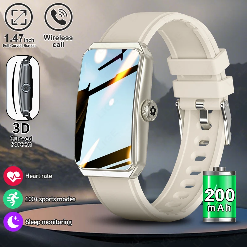 

LIGE New 1.47" HD 3D Curved Screen Smartwatch Men Women Bluetooth Call AI Voice Fitness Tracker Smart Watch For Android IOS 2025