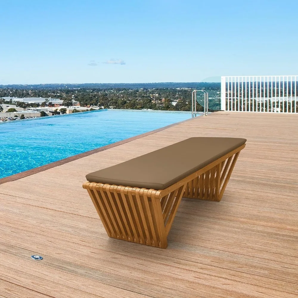 

"2-Seater Fir Wood Bench - Weatherproof Cushion & Varnish Coating for Patio/Yard"​