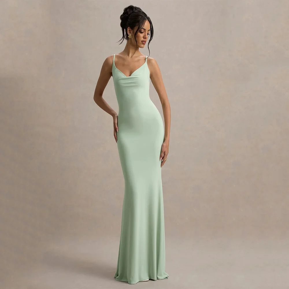 تخصيص مثير جيرسي الدانتيل رايات مستقيم السباغيتي حزام فساتين طويلة مخصص فساتين المناسبات مقاسات بسيطة المتاحة عارضة