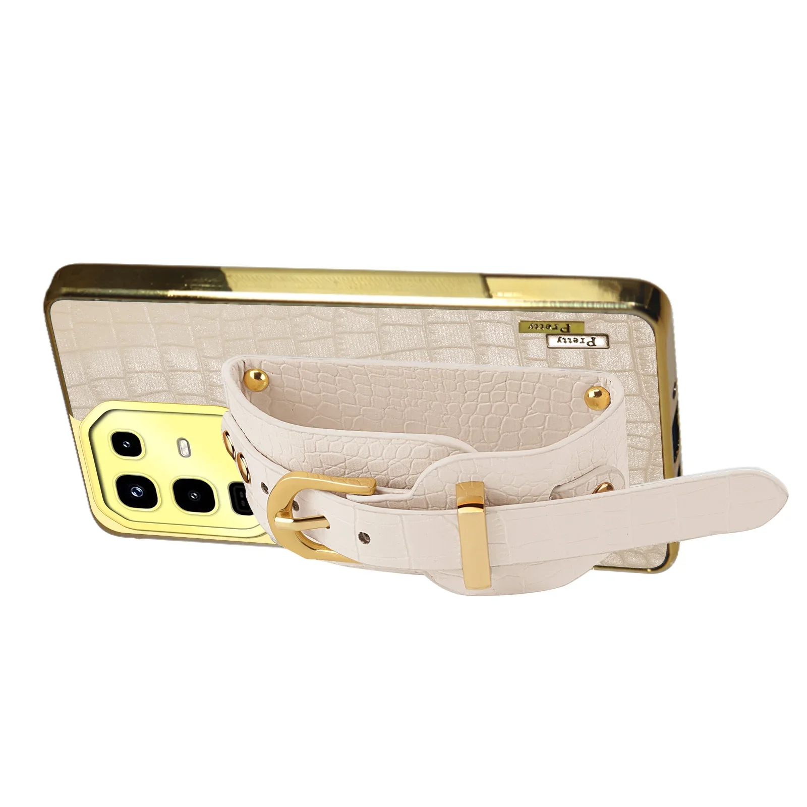 Capa de telefone de couro PU com padrão de crocodilo para Infinix Note 50 Pro 4G Silicone Soft Capa traseira com suporte e alça de pulso