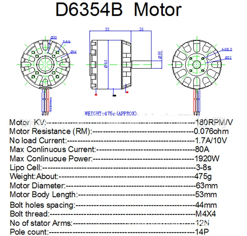 180KV 200KV 6000rpm DC24V-36V 1920W 3-phase asynchronous brushless motor For Scooter