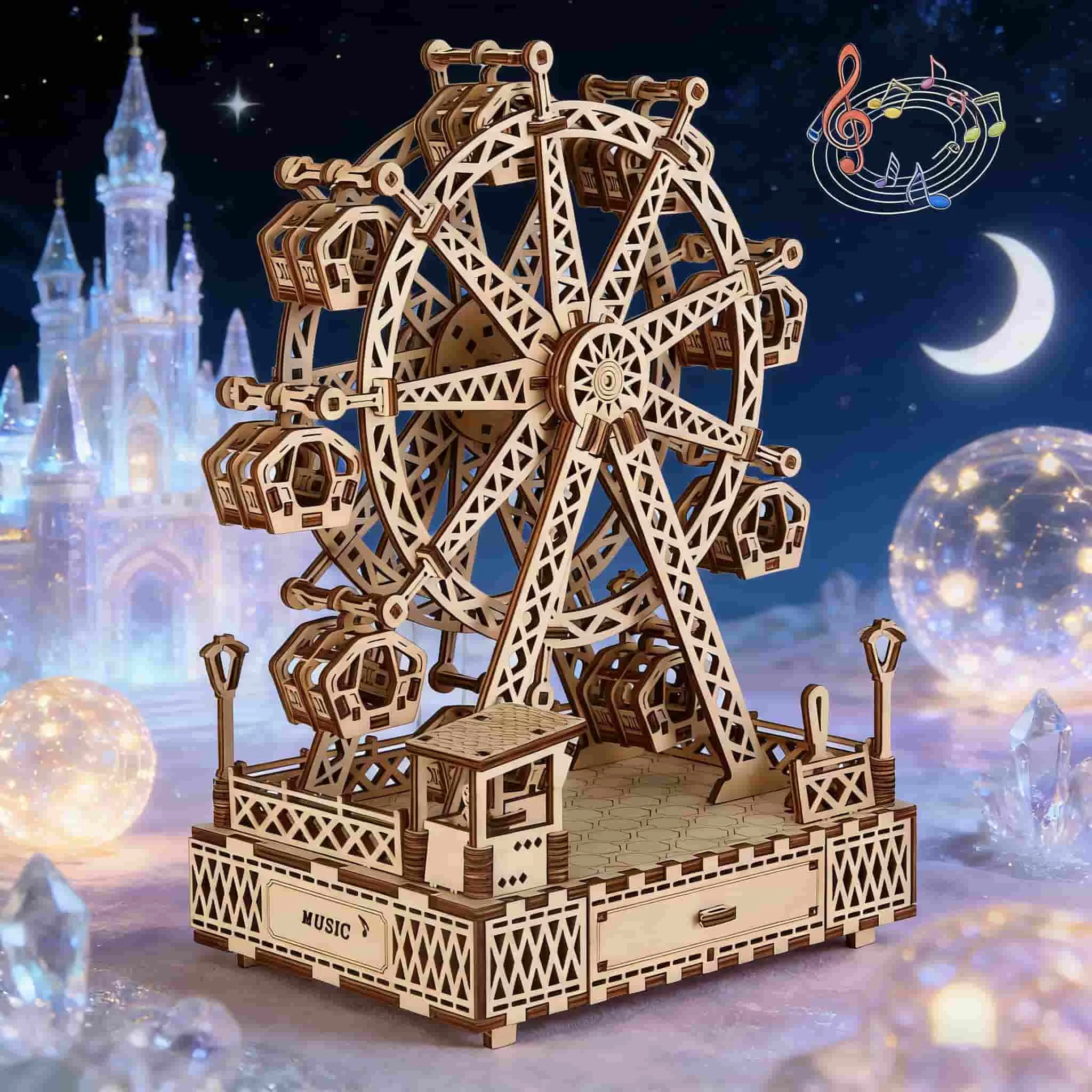 

Музыкальные шкатулки в виде колеса обозрения, 3D деревянные пазлы, музыкальные игрушки, наборы для самостоятельной сборки, украшения для рабочего стола, подарки для женщин, изделия ручной работы.