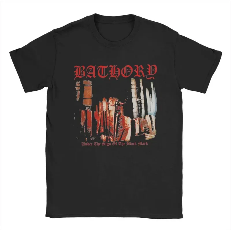 Men's Bathory T Shirts Music Band Cotton Tops Humor Short Sleeve O Neck Tee Shirt Printing T-Shirts