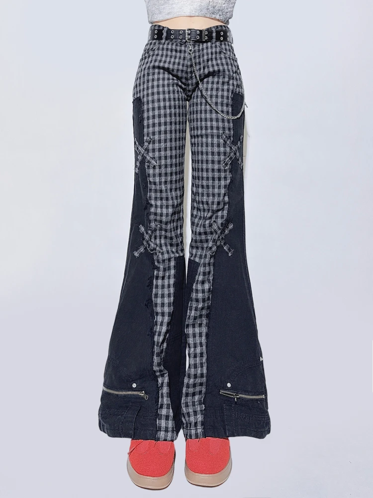 مايكرو سحب السراويل التوابل فتاة عالية الخصر سراويل جينز سليم صالح وزرة مائل الكتف بلوزة طويلة الأكمام رقيقة تي شيرت