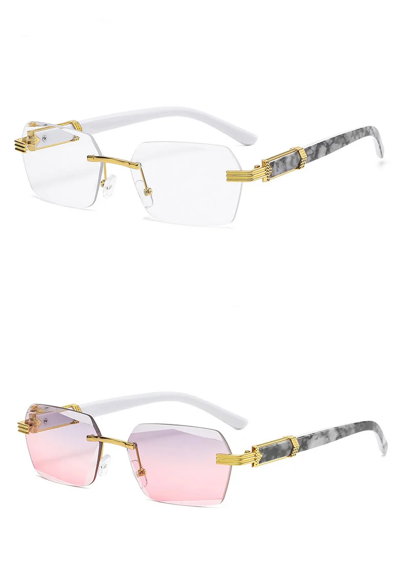 Rahmenlose randlose Sonnenbrille im neuen Stil für Damen, modisch und trendig, mit Ozean-Gläsern mit Farbverlauf 1326 – Detail 10