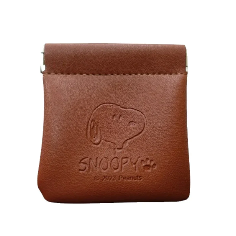 Snoopy Coin Purse Zipper Mini Coin Key Bag Solid Color Coin Key Storage Bag Women PU Luxury Designer Plaid Leather Wallet Gifts