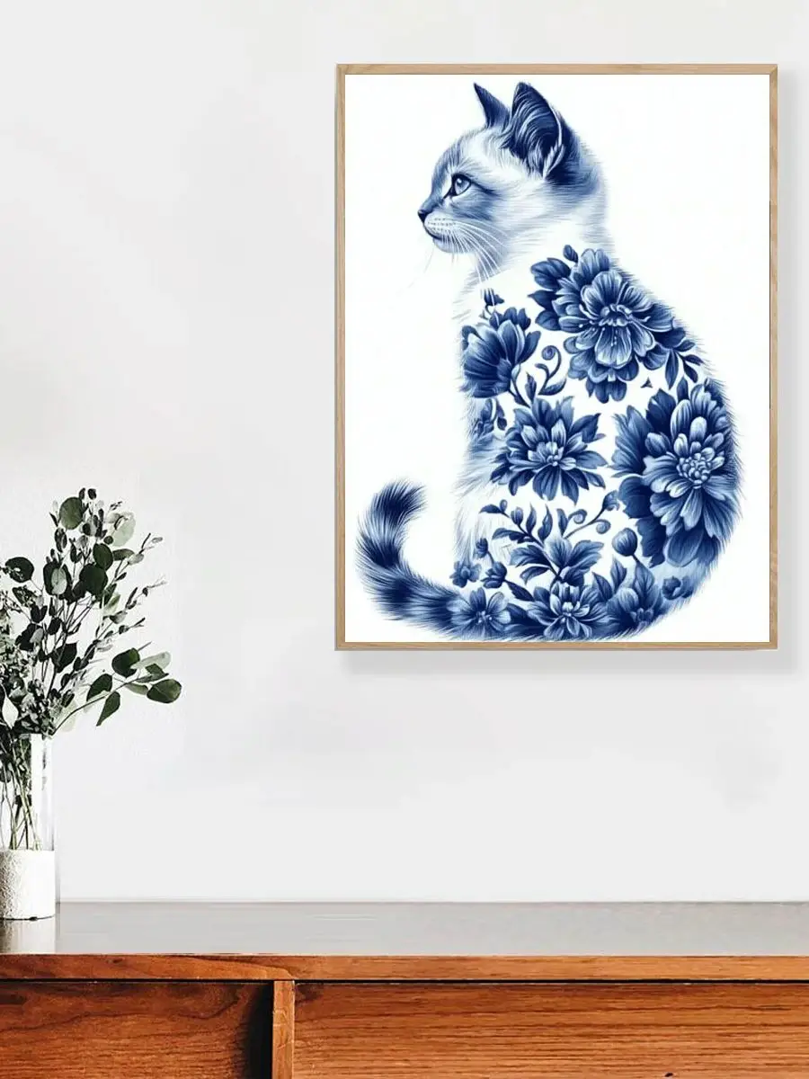 Das Blaue Katzen-Kreuzstich-Set DIY 11CT/14CT Stickerei Hobby Kunst und Handwerk mit Nadeln – Detail 1