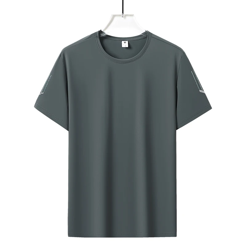 

Мужская летняя легкая дышащая футболка из ледяного шелка для тренировок на открытом воздухе, впитывающая пот, быстросохнущая, с коротким рукавом