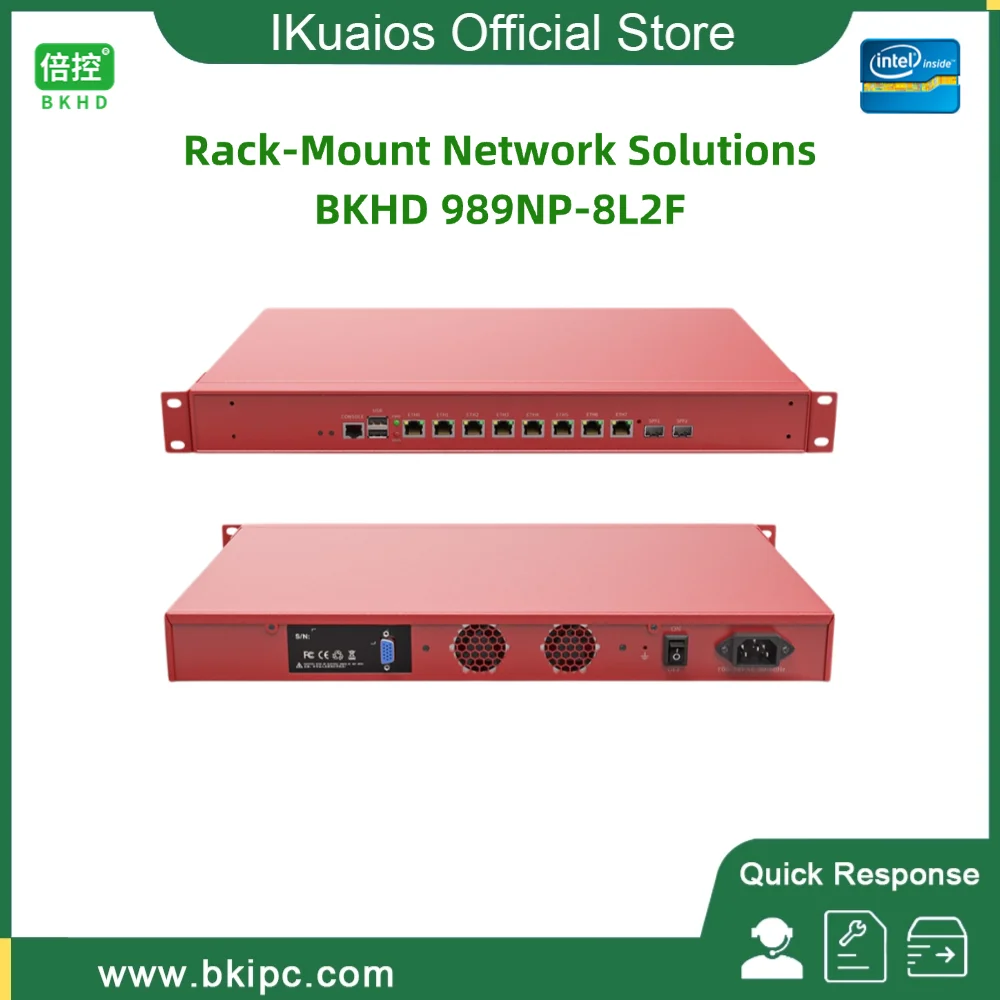 

IKuaiOS 1U Rackmount 3rd Gen Core 8 LAN Gigabit Ethernet 2x1G SFP Compatible Mikrotik Sophos for Firewall Router Red 989NP-23