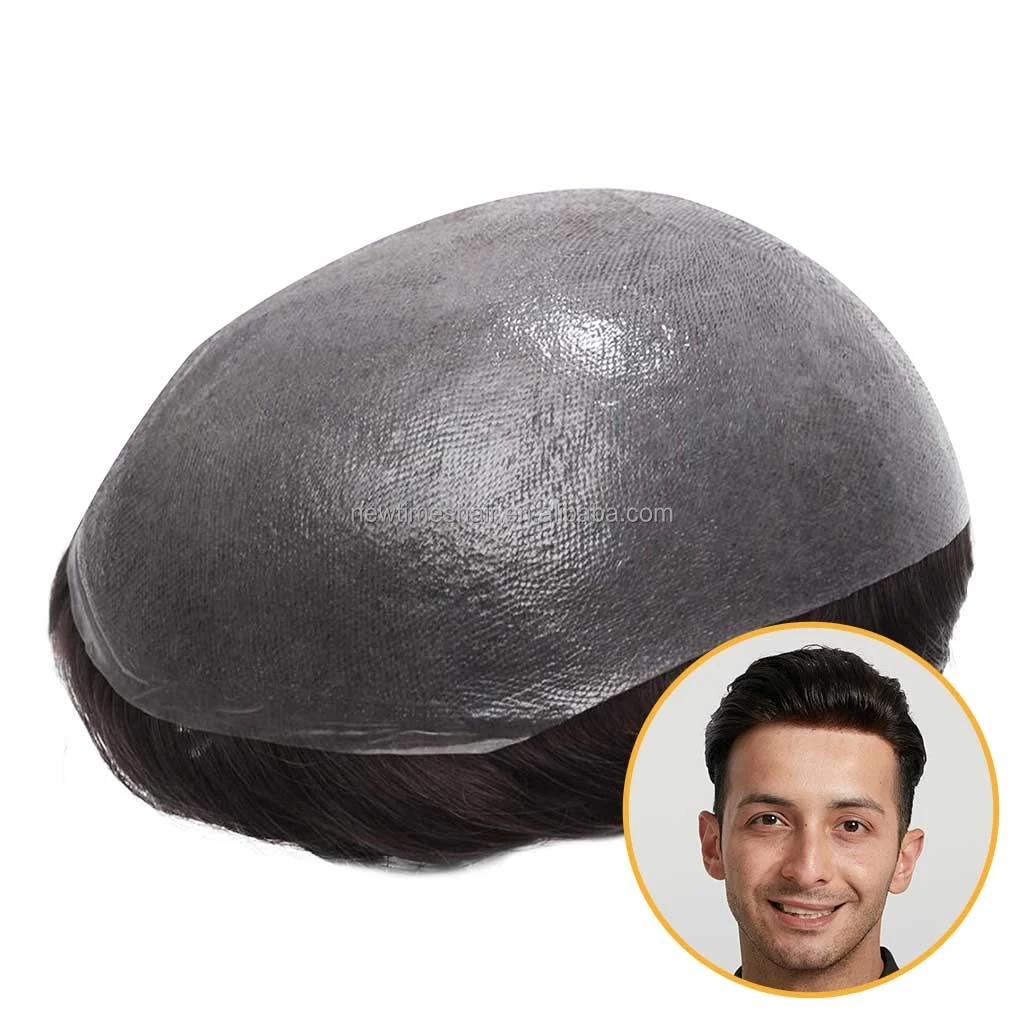 초박형 스킨 0.02 0.03mm 초박형 스킨 100% 헤어 교체 남성용 가발 인모 가발