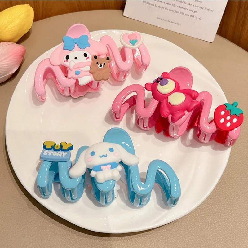 Sanrio Cartoon Kuromi Hairpins For Women Anime Cinnamoroll Hair Claws Girls Cute Melody Shark Clip Kids Birthday Xmas Party Gift