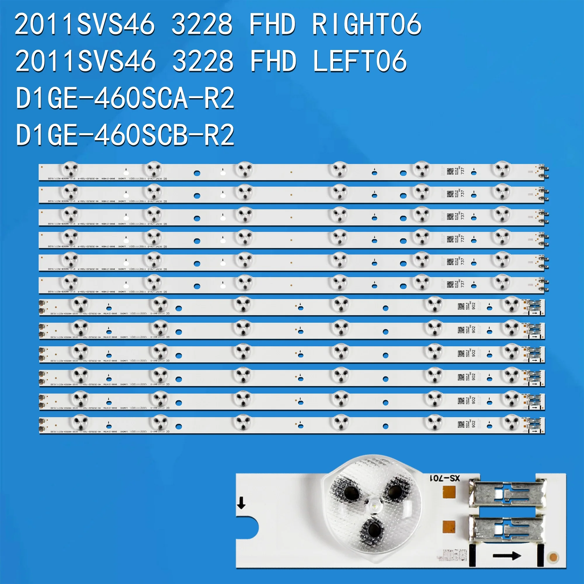 Striscia LED UE46EH6030 UN46EH5300 UN46EH6000 UN46FH6030 UN46EH5300F D1GE-460SCA-R3 BN96-24110A BN96-24111A BN96-23596A BN96-23597A