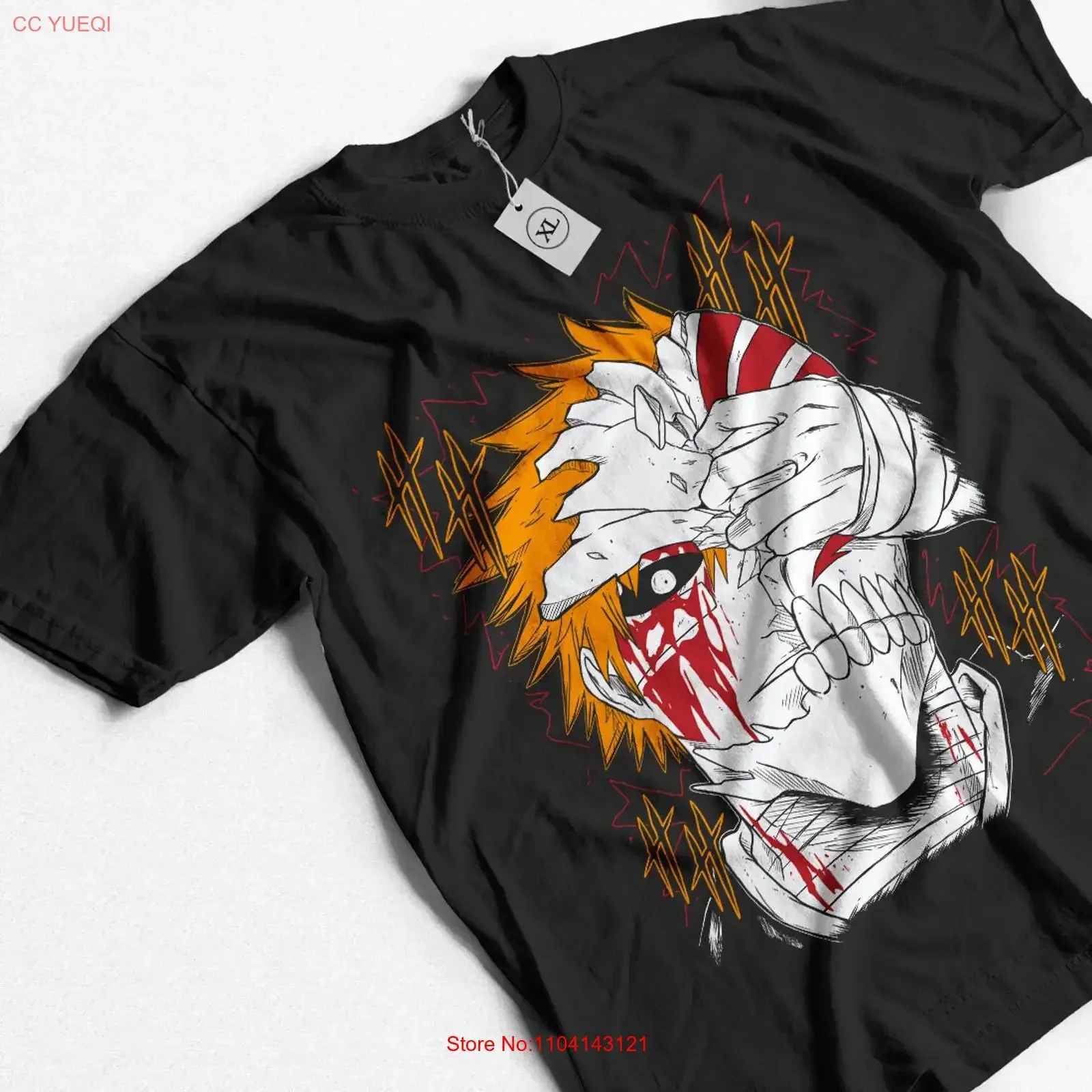 Bleach Ichigo Kurosaki T shirt Manga Strip Horror Anime GifT All Size vintage Washed designer clothes Stretched Breathable