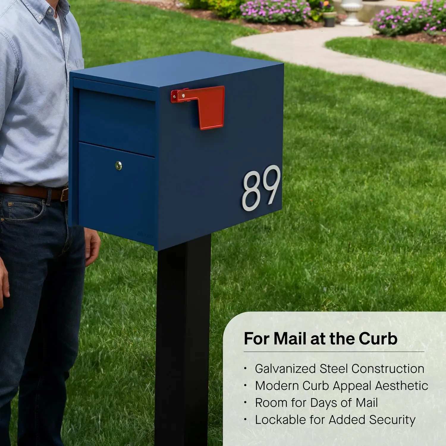 Lockable Post Mount Mailboxes for Outside - Large Anti-Theft Locking Mailbox for Packages and Letters - Weatherproof Constructio
