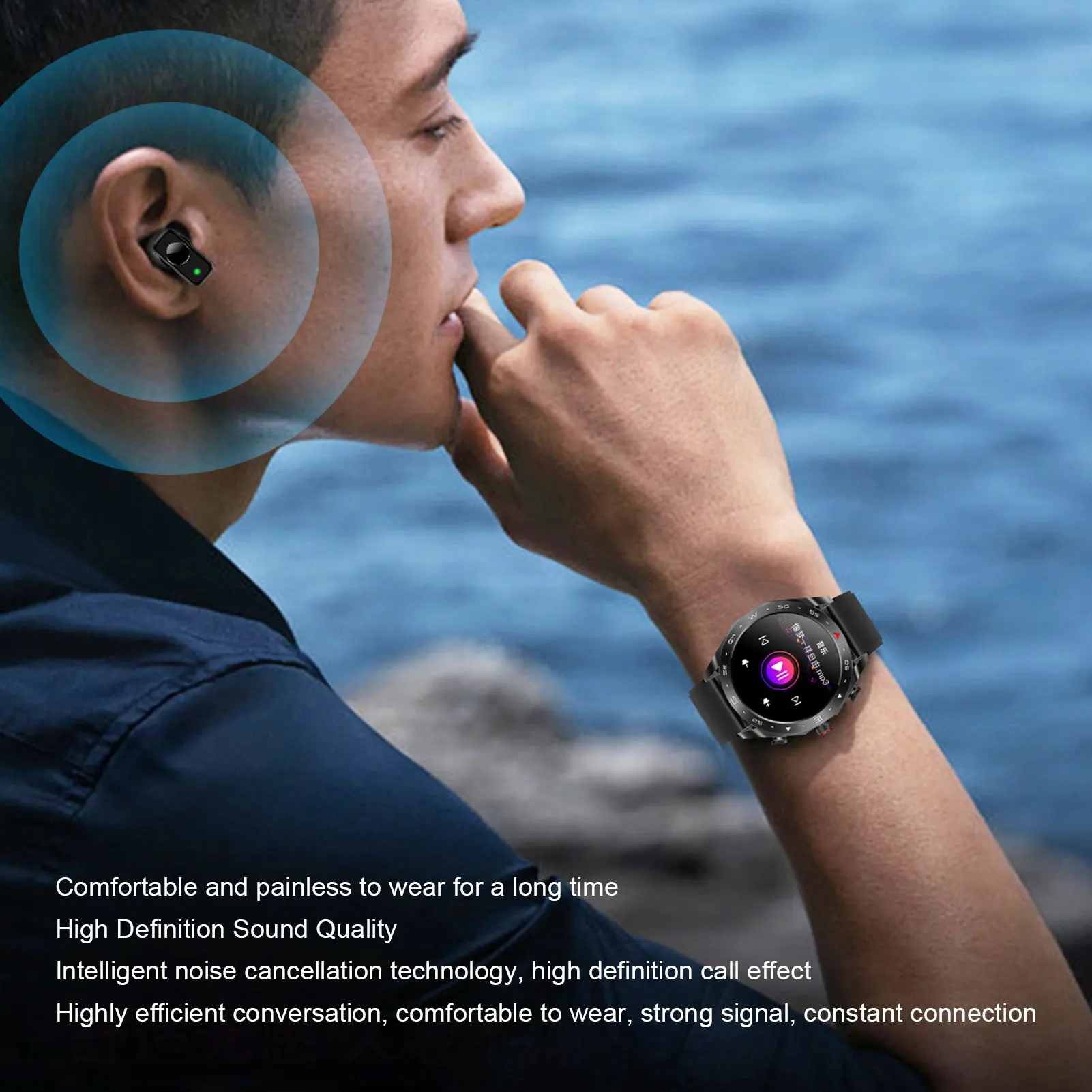 

Смарт-часы 2 в 1, фитнес-часы, сидячий напоминание, будильник, водонепроницаемый таймер, Bluetooth, наушники с шумоподавлением для звонков