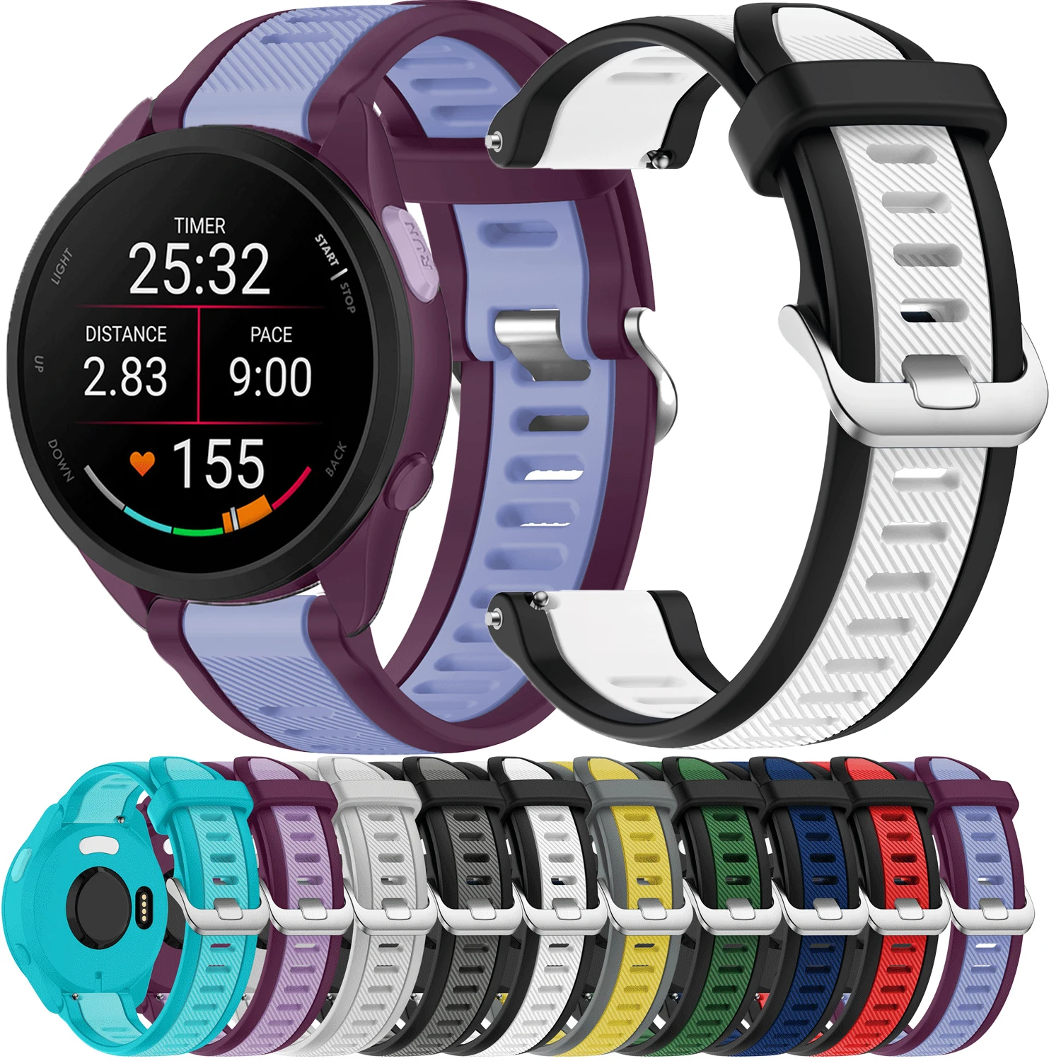 20 22mm Silicone Strap For Garmin Venu 3/2 Plus Vivoactive 3/3music/4/5 Forerunner 165/158/168/245/255/265/645 music Watch Band