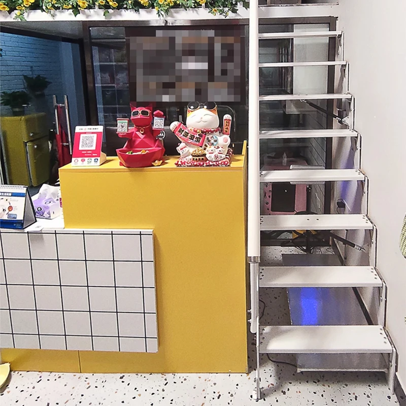 Wall-mounted folding stairs, household steps, indoor and outdoor custom loft duplex second floor attic split-level iron ladder