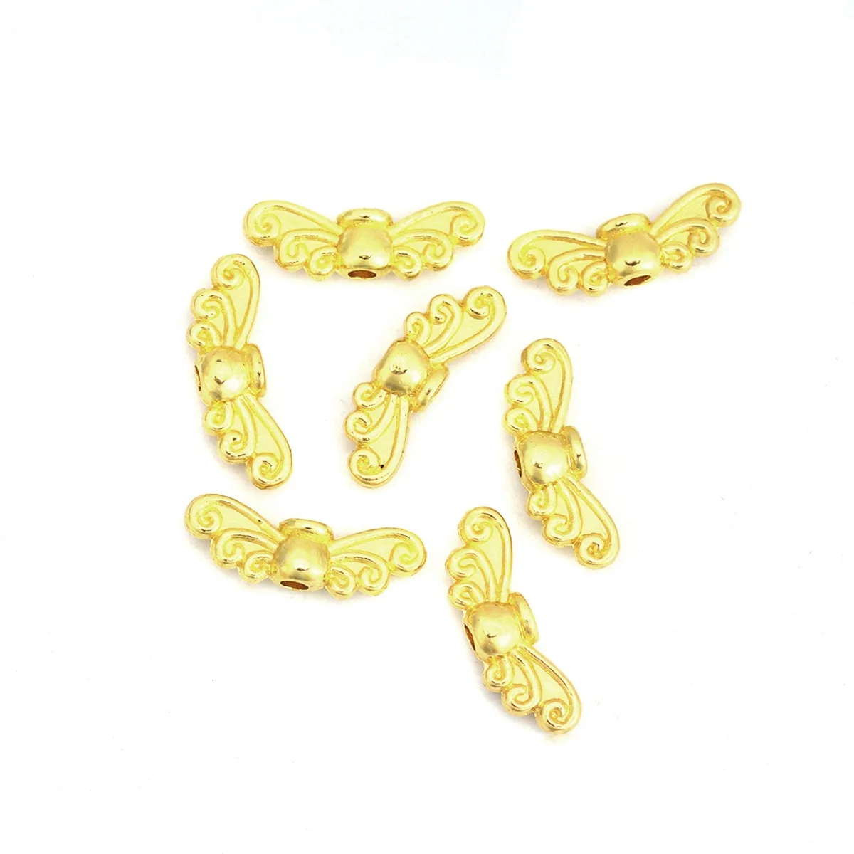 DoreenBeads 100/200 PCs Zinc Based Alloy Metal Beads Loose Spacer Beads Wing Silver Color Handmade Beads DIY Jewelry 14mm x 5mm,