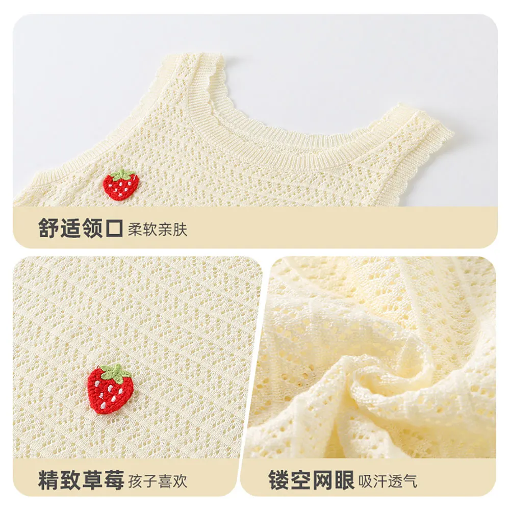 Summer newborn baby girls clothes outfits knitted pullover sweaters tops for infant girls clothing strawberry hollowed sweaters