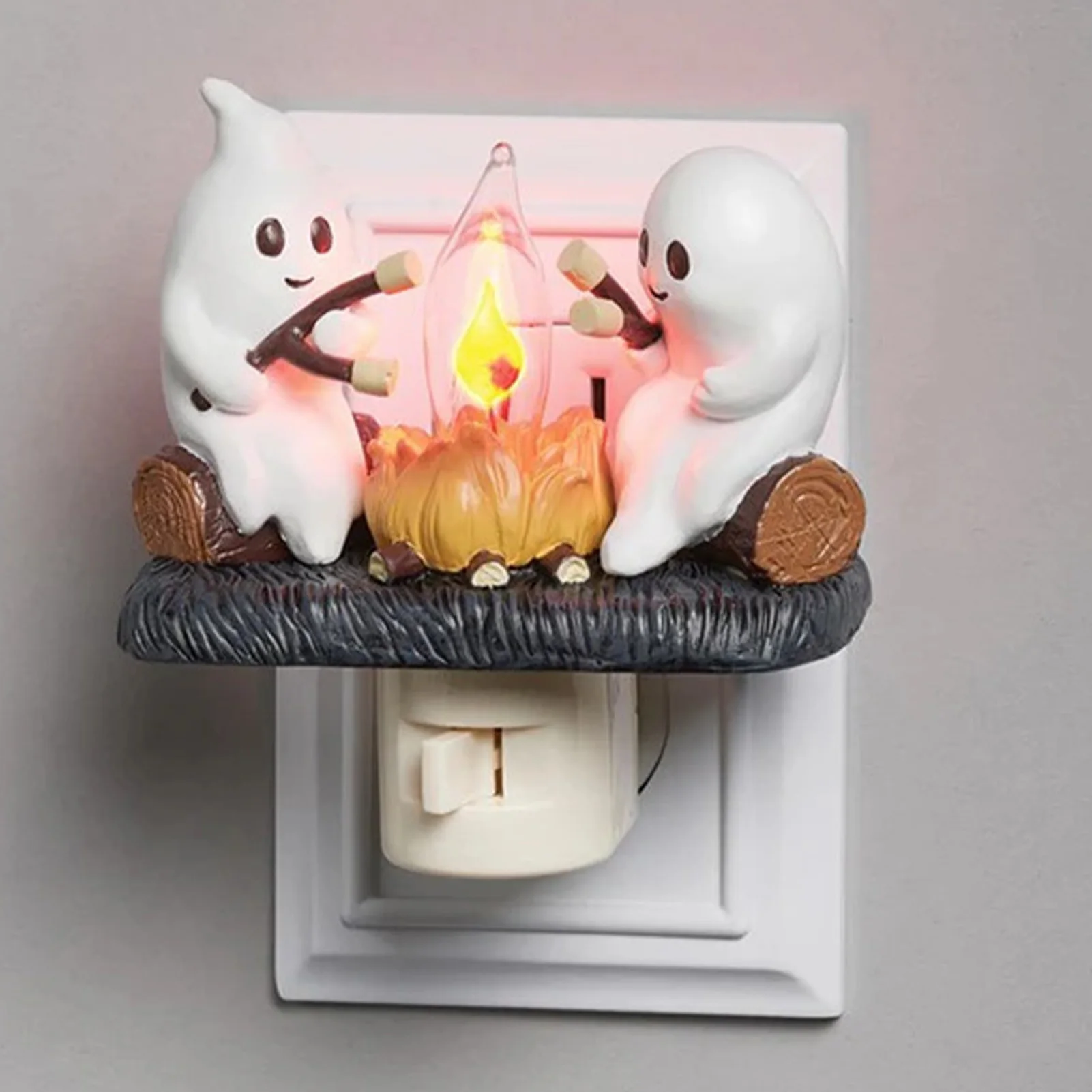 3 Types Santa Campfire Nightlight Santa Night Light Halloween Ghost Campfire Fire Marshmallow Night Light Flickering Nightlight