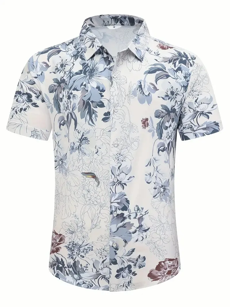 Men\'s Summer Shirts Short-sleeved, Hawaii Fashion Shirts Men\'s Short-sleeved Tops 3D Three-dimensional Printing Loose Breathable