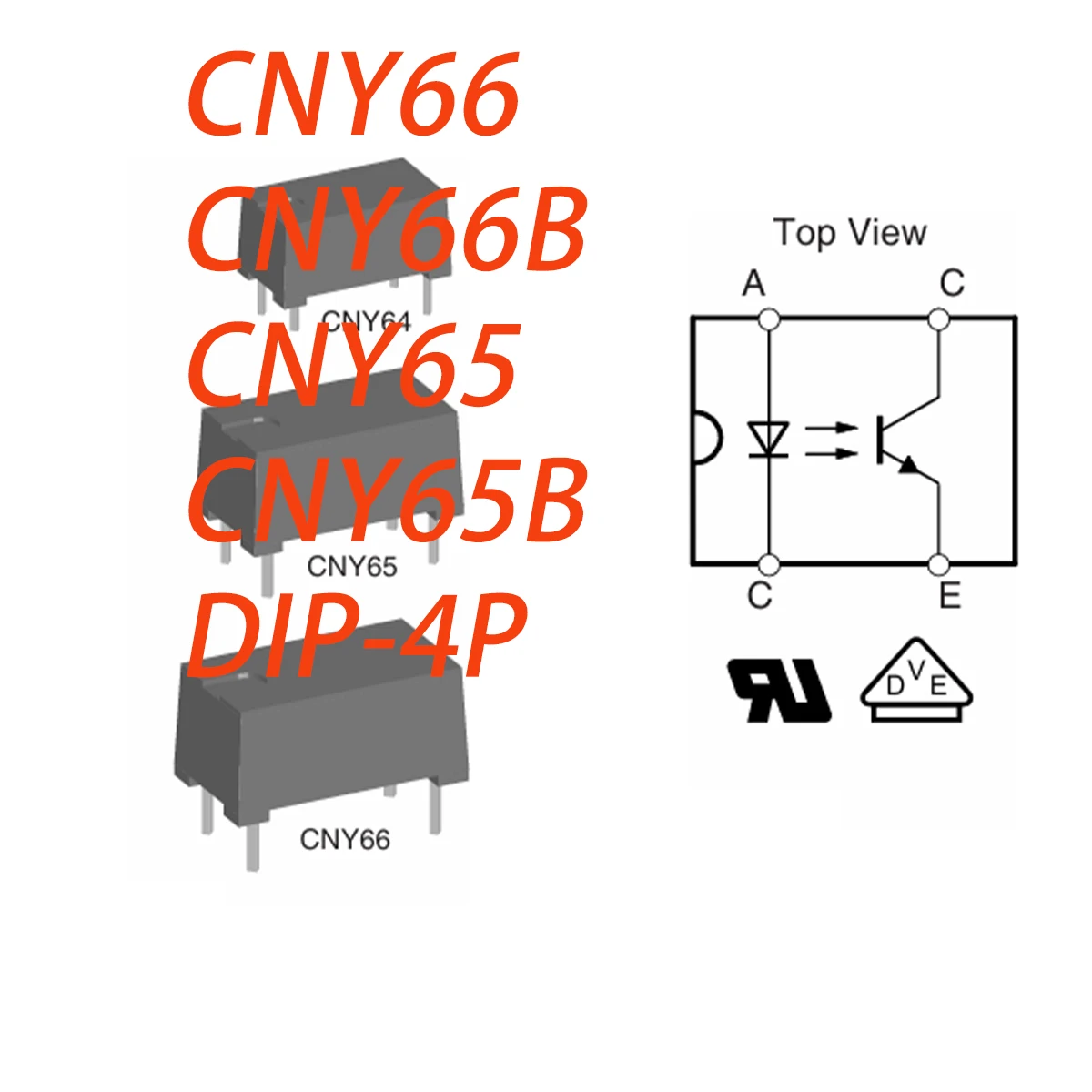 CNY66 CNY66B CNY65 CNY65B Original DIP-4P Optocoupler Phototransistor Qutput Very High lsolation Voltage DC 50mA CNY65B CNY66B