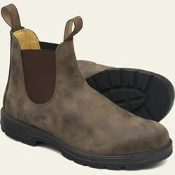 Botines de cuero Retro para hombre, botas Chelsea informales con plataforma, sin cordones, hechas a mano, Primavera e invierno, 2024