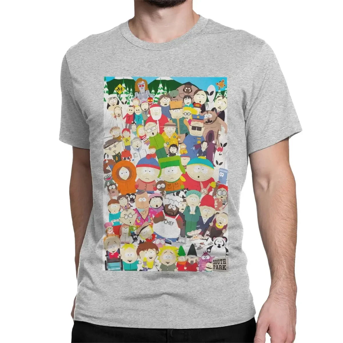 Crewneck Tee Short Sleeve Tops Gift Idea harajuku graphic Southpark Collage Cartoon Anime T Shirts for Men Cotton Funny T-Shirt