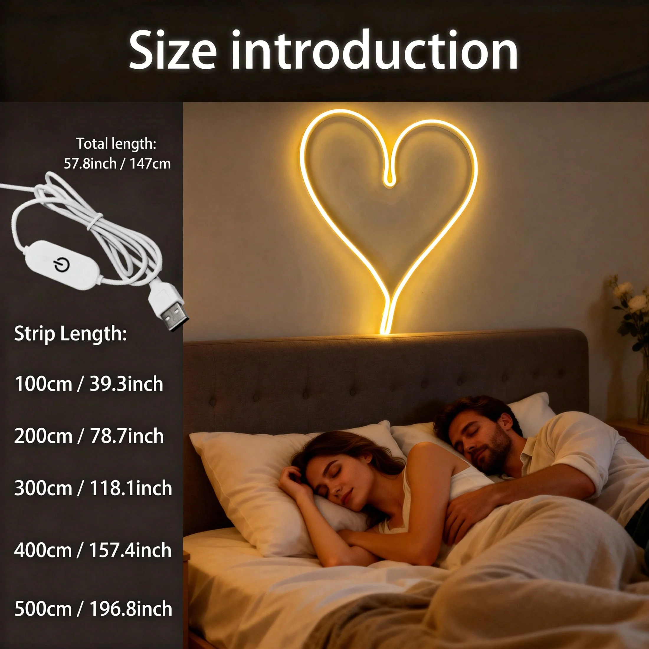 Dc5V, USB Type-A Interface, with Touch Dimmer Switch, Flexible Neon Led Light Strip with Adjustable Brightness, Suitable for Indoor Decoration, Under-Cabinet Lighting, DIY Wall Decoration Flexible Light Strip, Space-Th