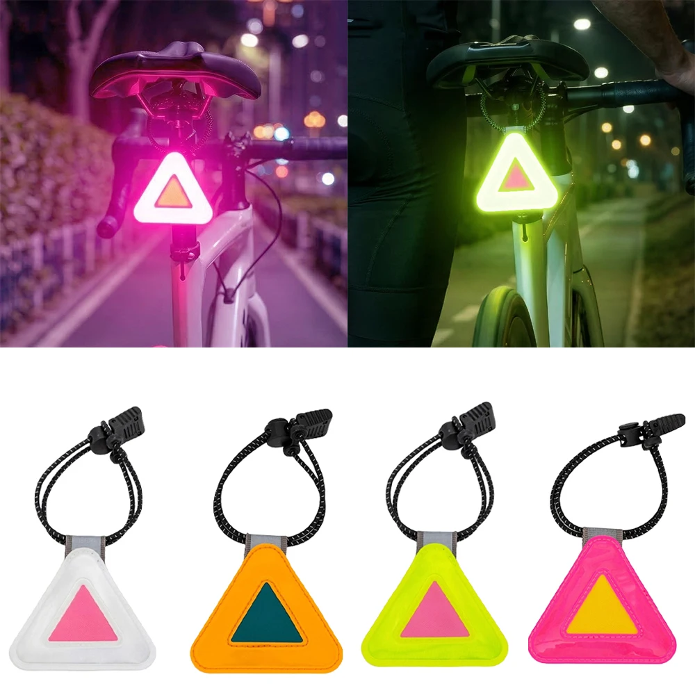 Portable Multi Functional Reflective Label Bike Triangle Reflective Signs Safety Warning Pendant Night Riding Reflective Patch