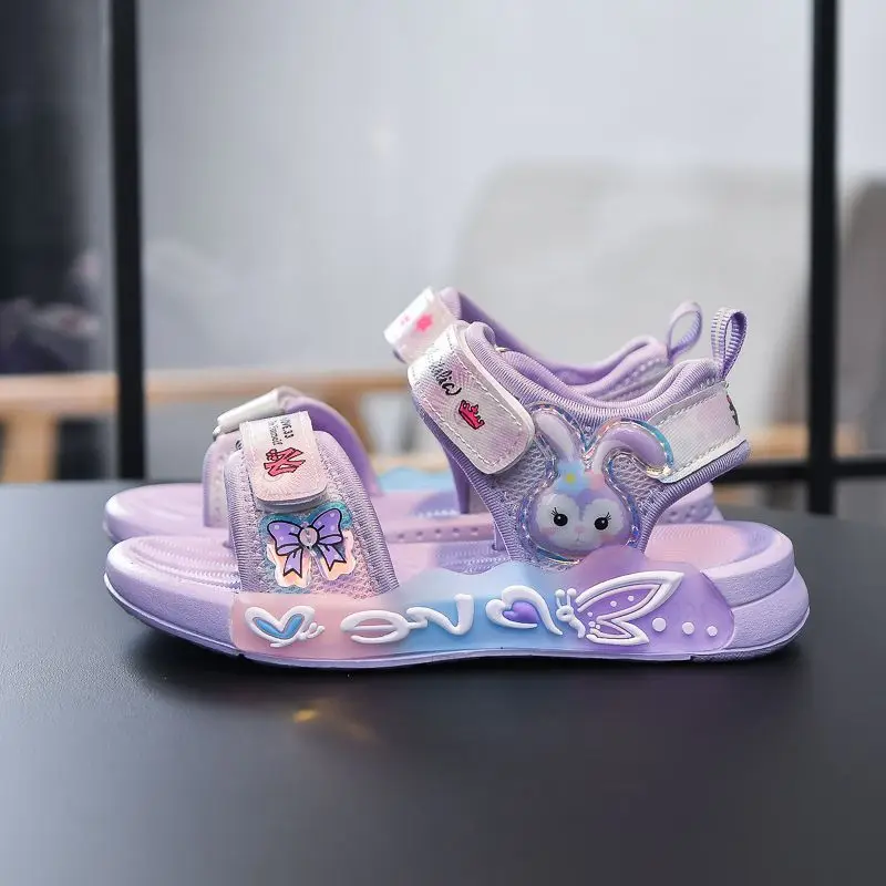 

Disney Girls' Sandals Summer Children's StellaLou Princess Elsa Beach Shoes Fashion Girls' Summer Pink Purple Sandals Size 26-37