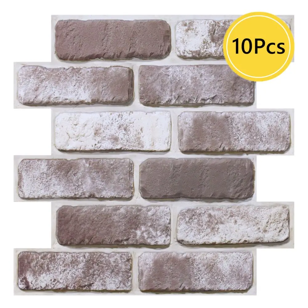 10 stuks 3D-wandpanelen schil en plak, 3D bakstenen muurstickers, zelfklevende tegel backsplash keuken, badkamer decoratie