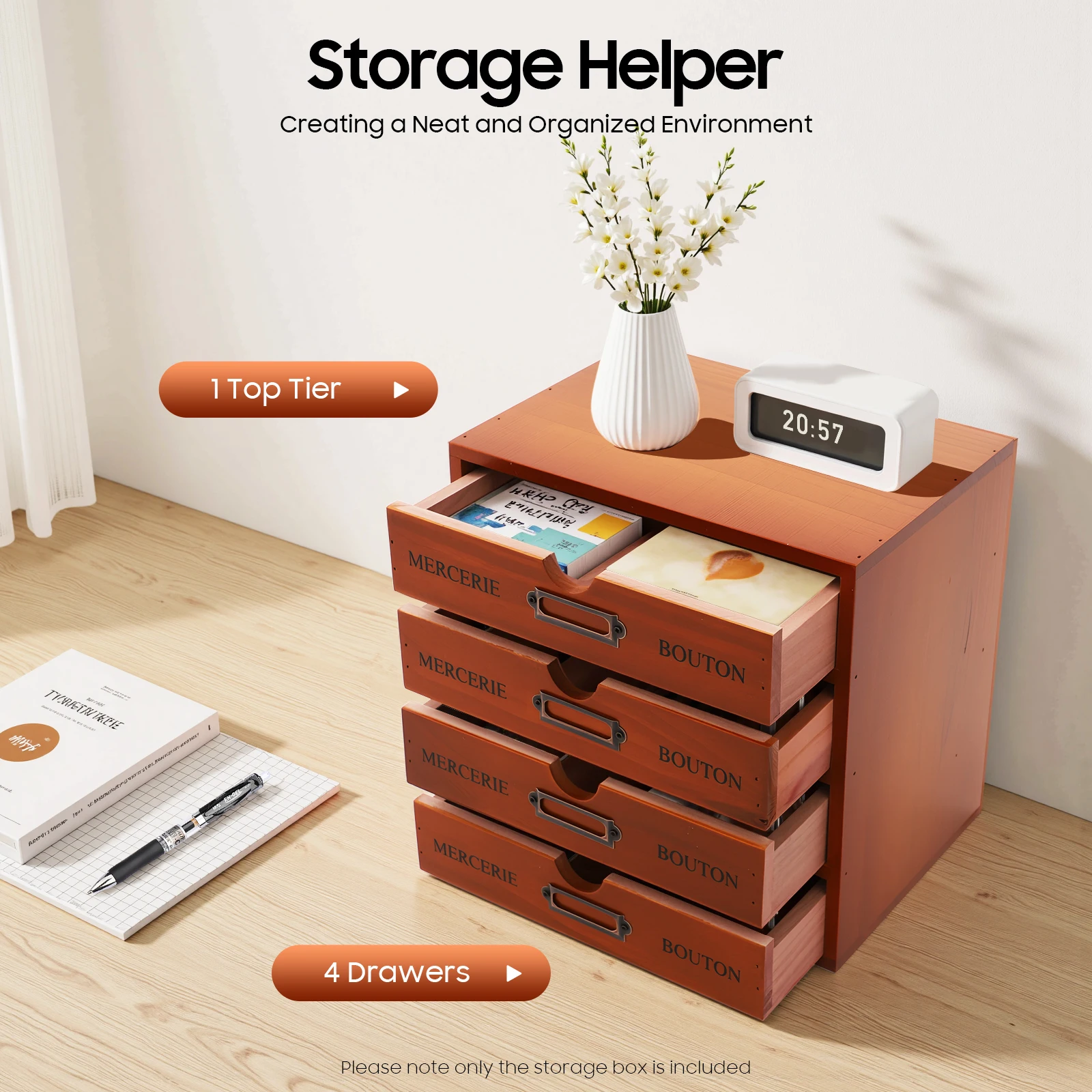 

Настольный шкаф для хранения на 4 яруса, коричневый антикварный органайзер для рабочего стола, настольный ящик для хранения с 4 выдвижными ящиками для гостиных, спален