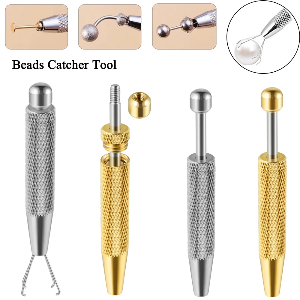 Professional Jewelry Holder Bead Ball Pick Up Tool Prong Tweezers Catcher Crystal Grabbers with 4 Claws Earring Making Grasping