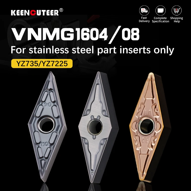

10 шт. VNMG160404/08 YZ735 YZ7225 твердосплавные вставки для токарных станков с ЧПУ, вставки VNMG предназначены только для обработки нержавеющей стали