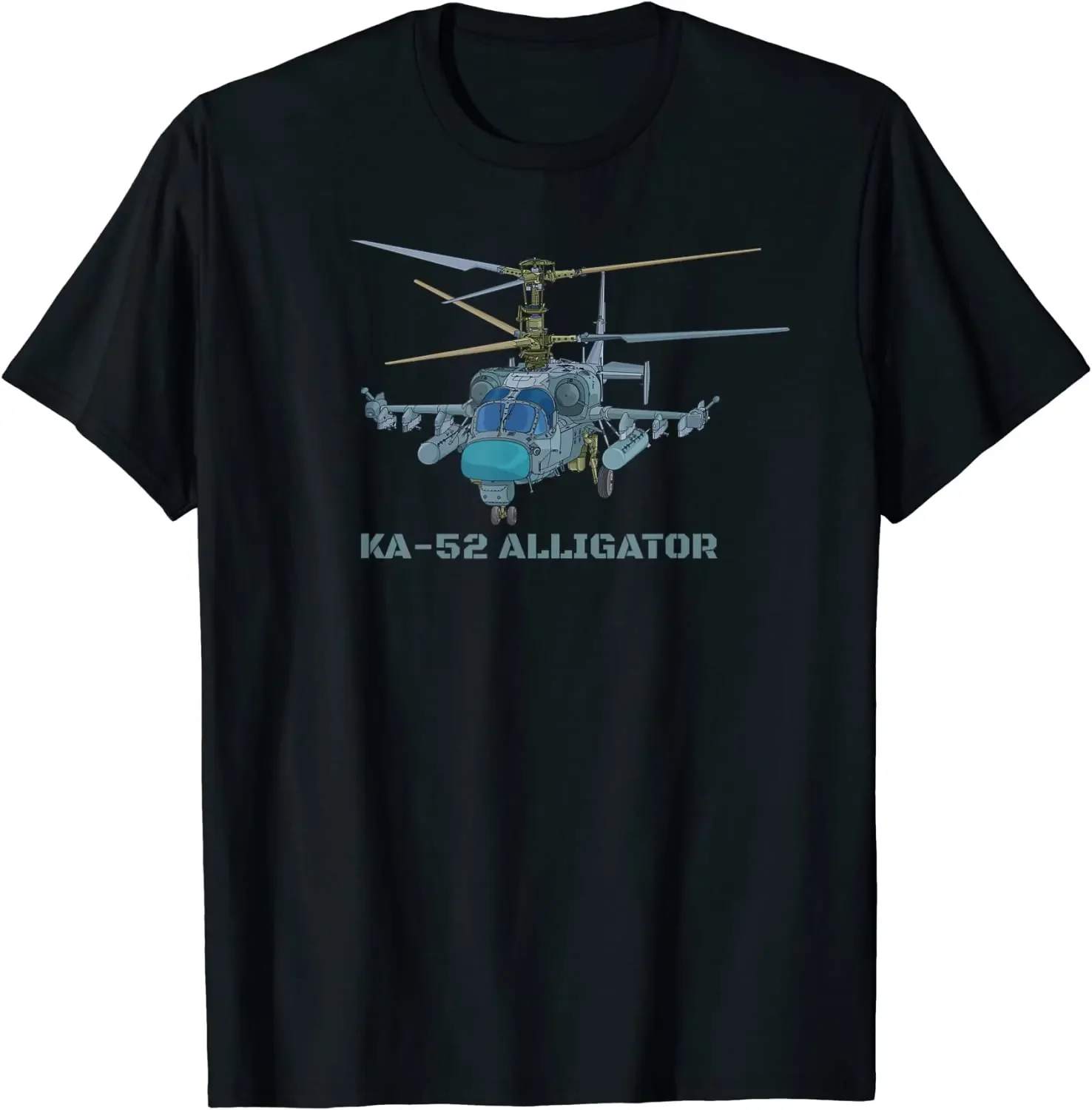 Ka-52 Alligator Russian Attack Helicopter Diagram T-Shirt 100% Cotton O-Neck Short Sleeve Summer Casual Mens T-shirt Streetwear