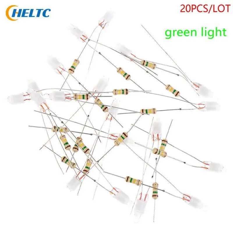 20Pcs Green Indicator Neon Light Sign F4 Neonlight With Resistor 4*10mm Glow Lamp Accessories