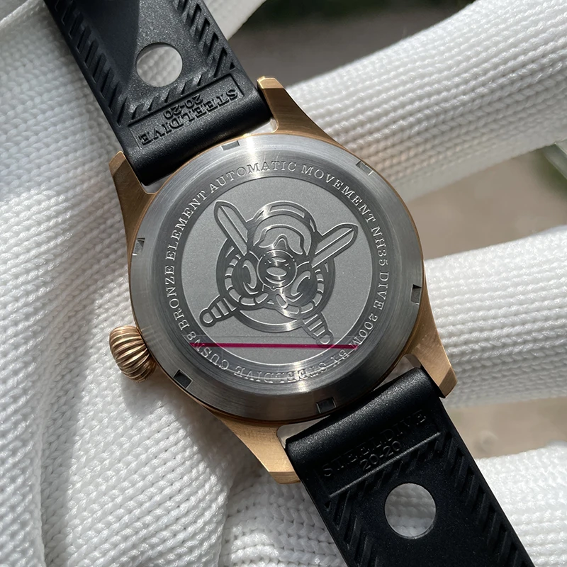 STEELDIVE Men Pilot Watch 39MM Bronze Automatic Mechanical Wristwatch Dive 20Bar Waterproof C3 Green Luminous Sapphire NH35