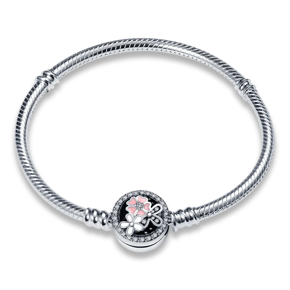 21CM Bigger Bracelet 100% 925 Sterling Silver Original Snake Chain Love Heart Evil\'s Eyes Zircon with Fine  Jewelry For Charm