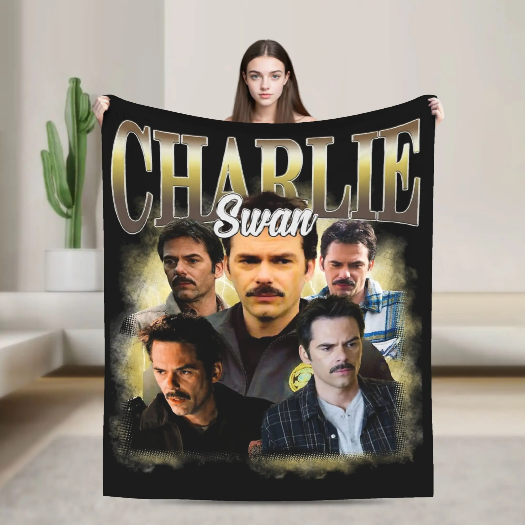Charlie Swan Twilight Blanket Flannel Spring/Autumn  Multi-function Lightweight Thin Throw Blanket for Sofa Outdoor Quilt