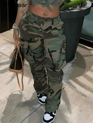 High Waist Camouflage Trousers Night Club Outfits Women's Fall Camo Cargo Loose Sweat Baggy Pants Y2K Clothes Streetwear Joggers